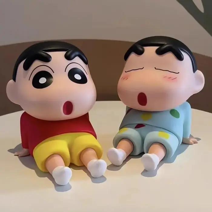 Crayon Shin-Chan figurines Support pour téléphone Kawaii Anime ornements de bureau dessin animé rega