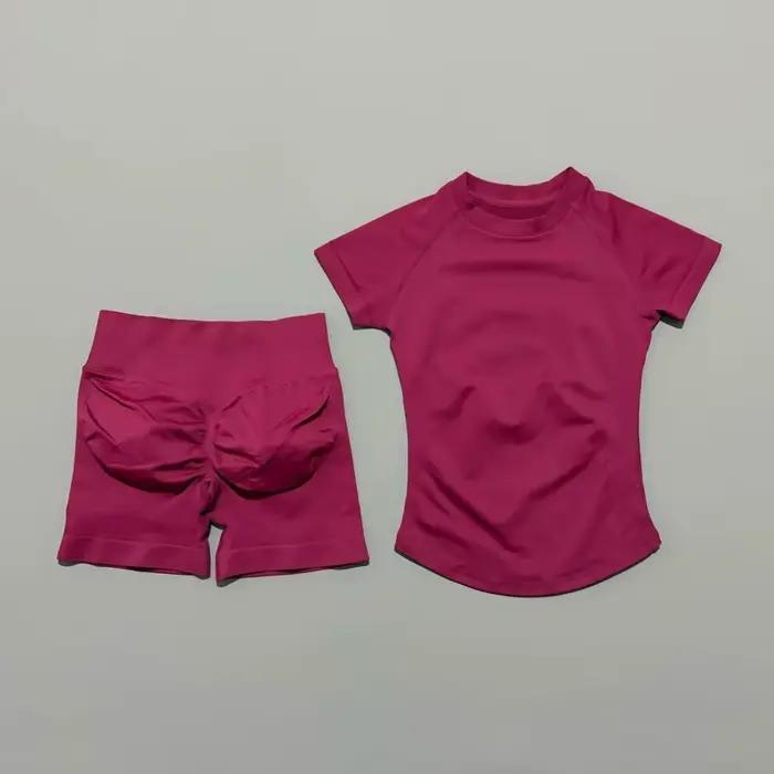 Ensemble de sport HISTELLO 2 pièces, vêtements de yoga sans couture à manches courtes, ensemble de f