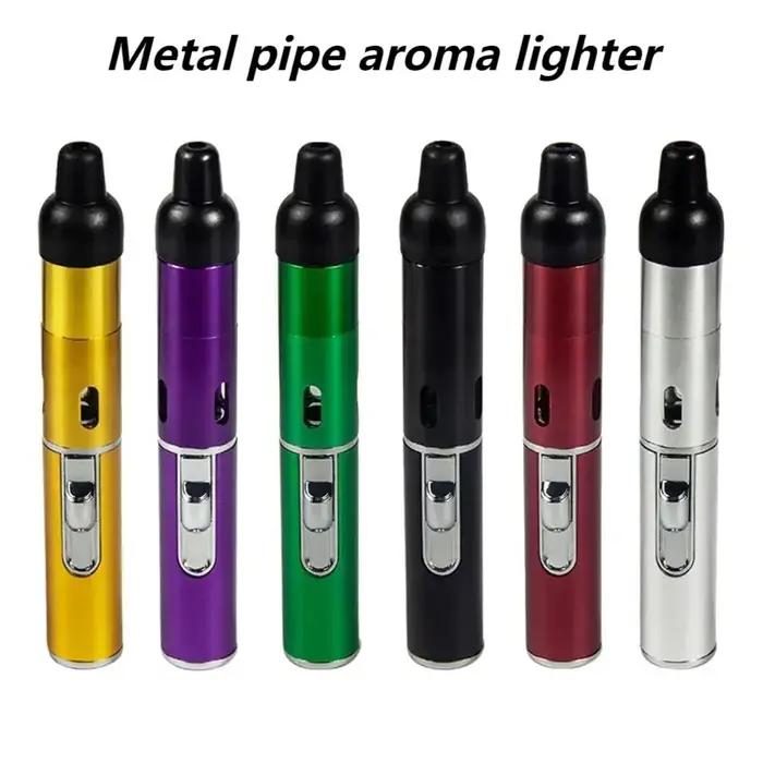 Briquet d'aromathérapie en tuyau métallique rechargeable coupe-vent portable pour camping et randonnée en plein air