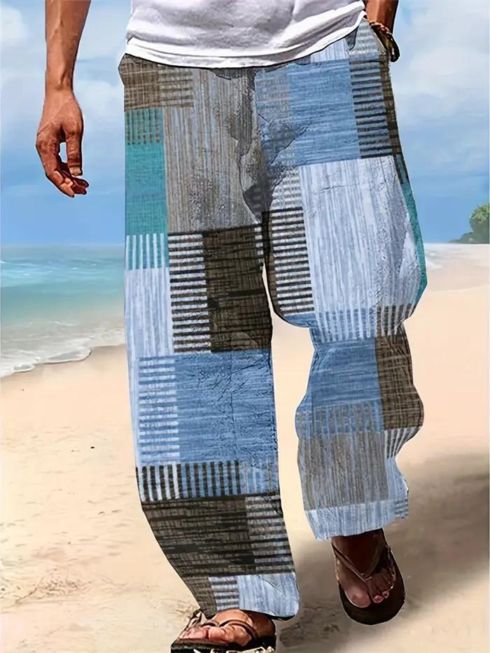 Pantalon de plage décontracté pour hommes, imprimé rétro 3D minable, en Fiber de Polyester, léger, c