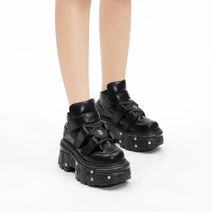2026 nouveau Style Punk femmes chaussures à lacets talon hauteur 6CM plate-forme chaussures femme mé