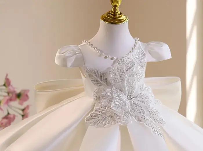 KLFLGD robe de mariée blanche magnifique élégante robe de danse en satin haut de gamme robe de fête