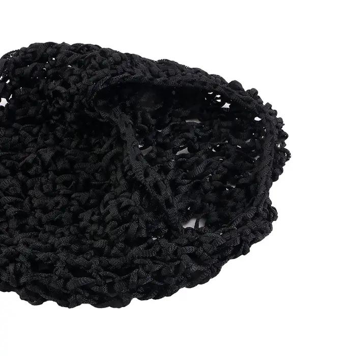 Filet à cheveux en maille pour femmes, bonnets de perruque noirs, bonnet au Crochet fait à la main,