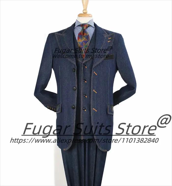 Costumes de Cowboy Homme Élégants et de Haute Qualité, Sur Mesure, Coupe Slim, Revers Pointus, pour