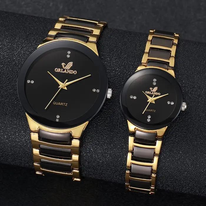 Montre à quartz en acier inoxydable pour hommes et femmes, montres-bracelets d'affaires, mode couple
