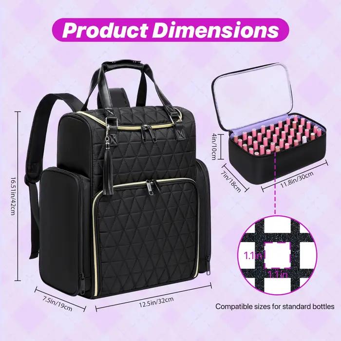 Sac à dos organisateur de vernis à ongles, multi-compartiments, pour accessoires de manucure, outils