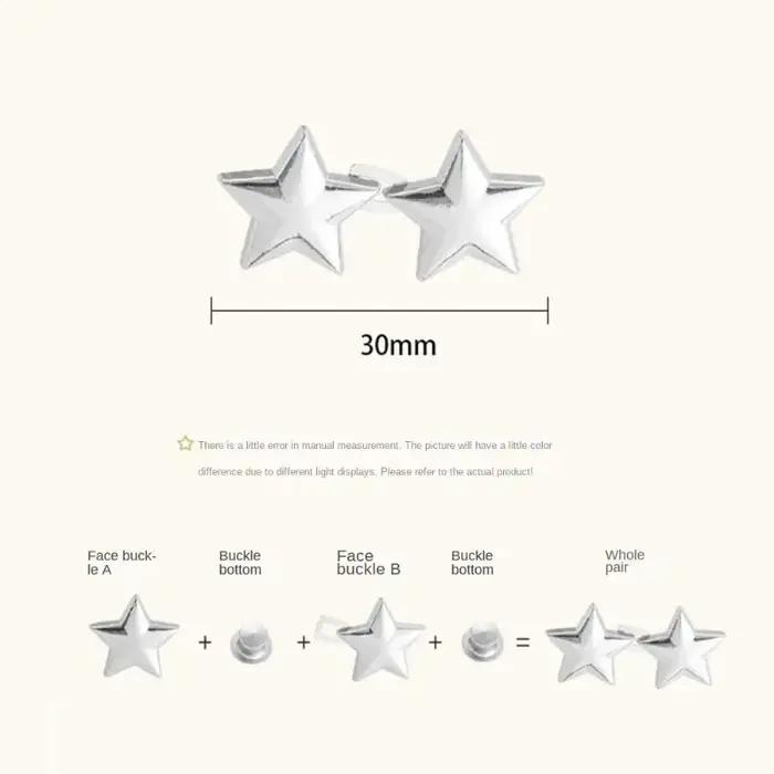 1 paire de boucles de taille cinq étoiles, Clips de pantalon détachables, boutons de jean, boutons-p