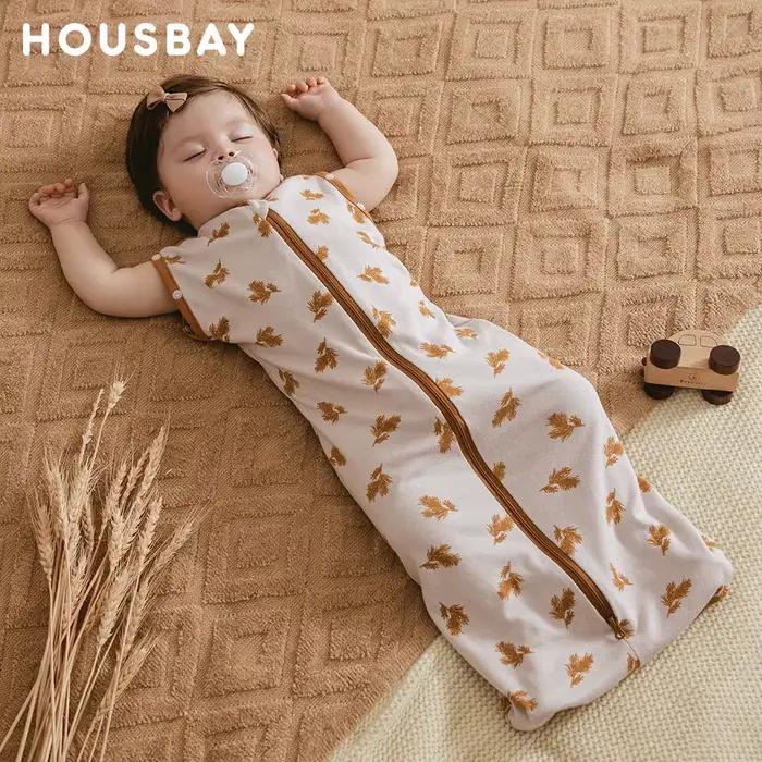 Sac de couchage bébé sans manches été fin - 100% coton doux à fermeture éclair 2 voies
