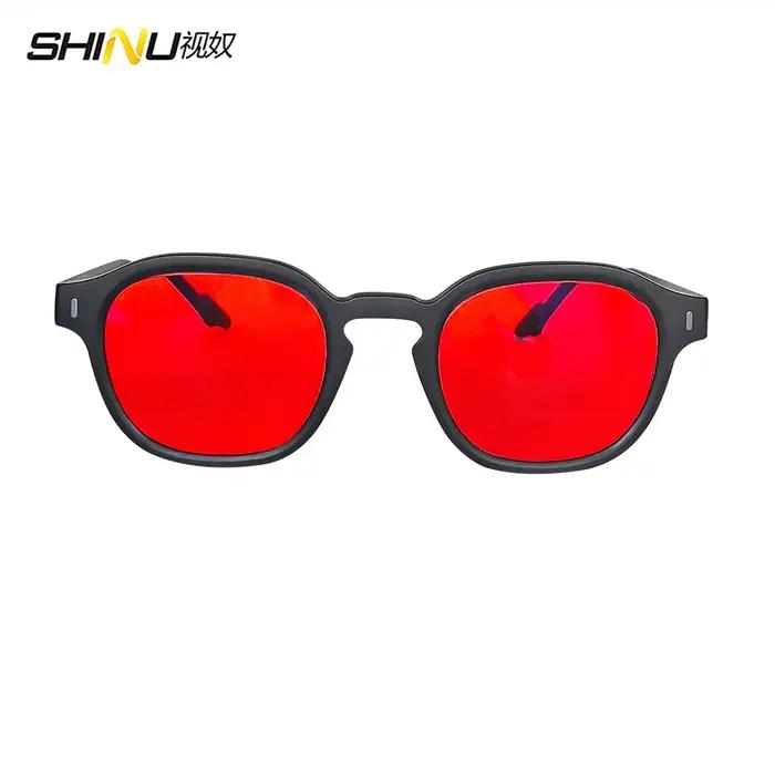SHINU Anti lumière bleue lunettes dormir mieux lentilles rouges pour hommes lentille Orange lunettes