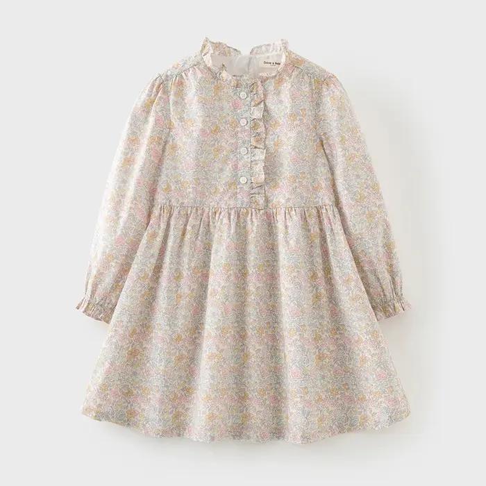 Robe de princesse à manches longues pour filles Dave Bella, 6-13 ans, robe florale de printemps pour