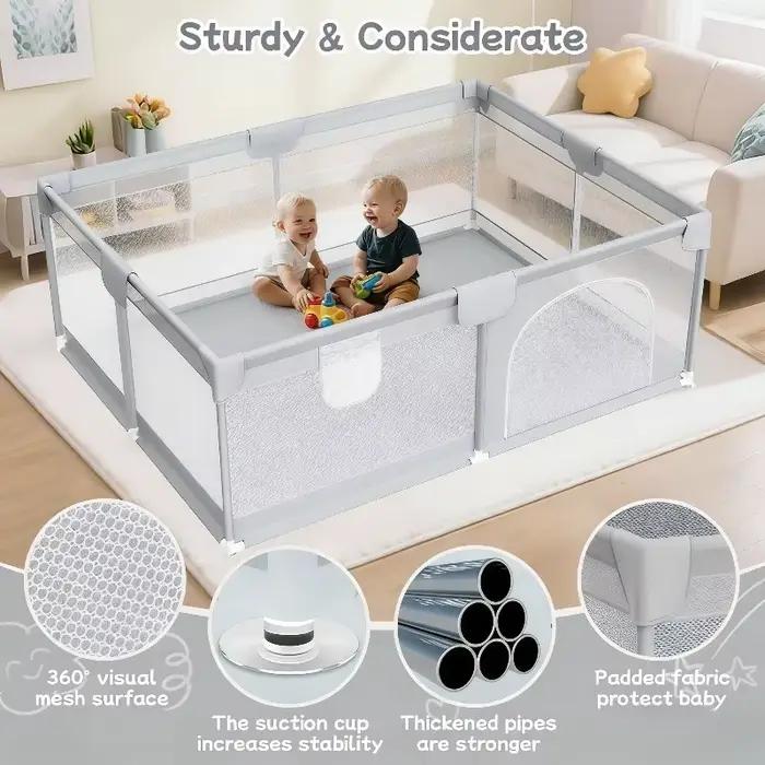 Parc de jeux IMBABY pour bébés et tout-petits, enclos de jeu anti-chute pour intérieur et extérieur,