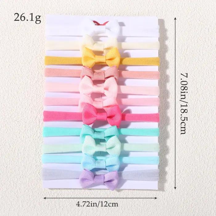 11 pièces/lot bandeau à nœud papillon de couleur unie, mini bandeau en nylon exquis, ensemble pour b