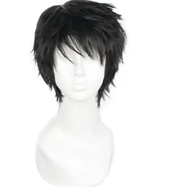 Perruque synthétique courte bouclée noire pour hommes, 11.81 pouces, multifonction, couches moelleus