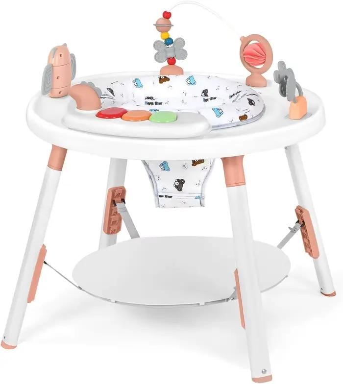 Jumper et table pour centre d'activité 3 en 1 pour bébé – avec jouets amovibles et 360 ° Siège rot