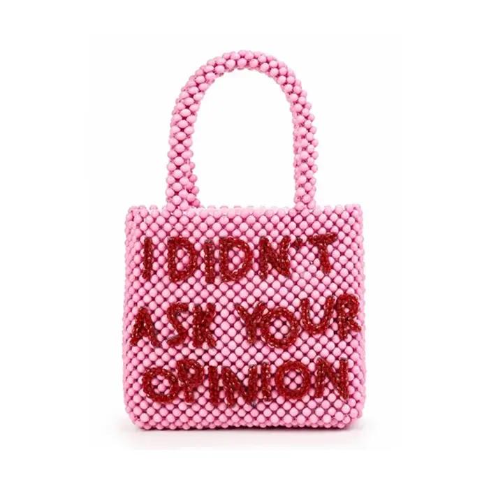 Sac à Main de Styliste en Perles pour Femme, Fourre-Tout de Marque, Mignon, Lettre Perlée, Fait à la