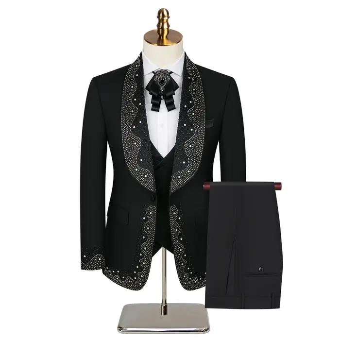 Ensemble de costumes de luxe légers de haute qualité pour hommes, 3 pièces, robe Blazer de fête pour