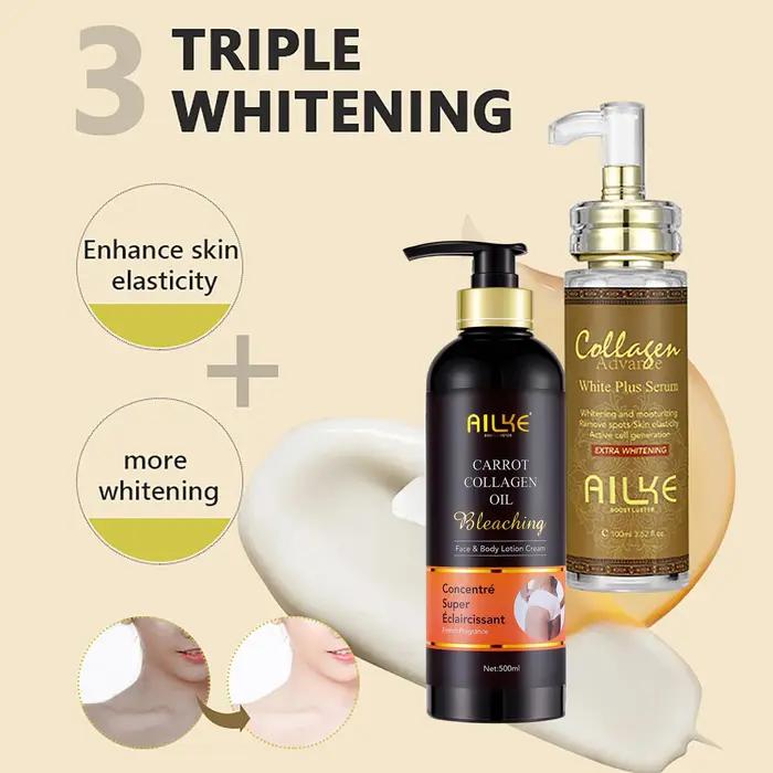 Essence éclaircissante filtrée au collagène, utilisée pour le visage et le corps, éclaircir la peau,