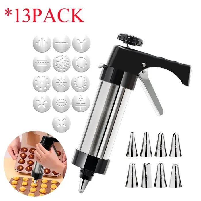 Pistolet à Biscuits en Acier Inoxydable, Outils de Cuisson, pour Décoration de Crème, de Gâteau, Mac