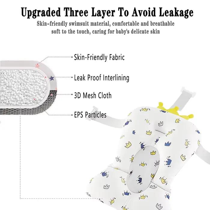 Coussin de baignoire pour bébé ajustable support de bain flottant tapis de siège coussin de douche pour nouveau-né sécurité confort développement sensoriel