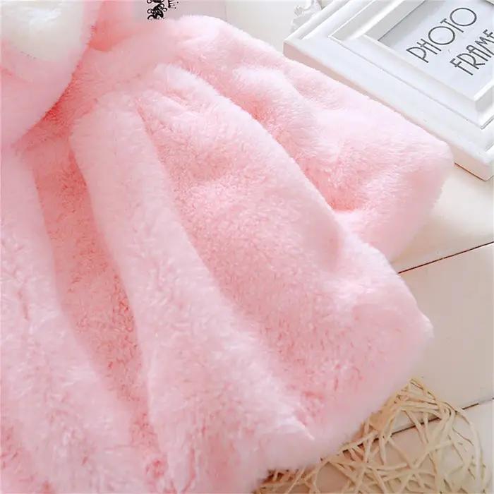 Veste d'hiver pour bébé fille, douce et mignonne, chaude, à capuche, oreilles de lapin, pull en lain