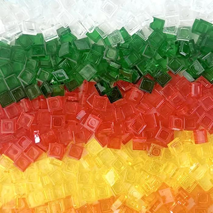 Briques colorées transparentes 1x1, 200 pièces, carrelage plat, blocs de construction lisses, bricol