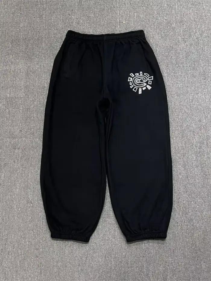 HOUZHOU Vintage graphique polaire pantalons de survêtement femmes décontracté classique gris noir ja
