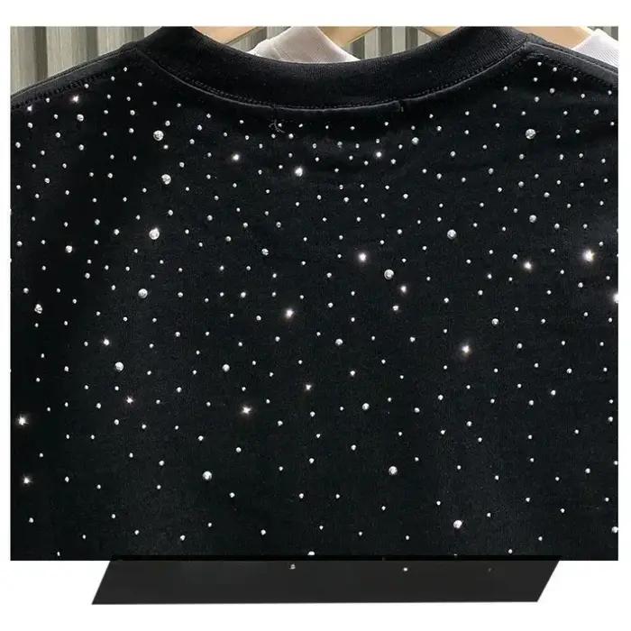 Été hommes vêtements été strass Rivet T-shirt col rond T-shirt style décontracté Version coréenne ho