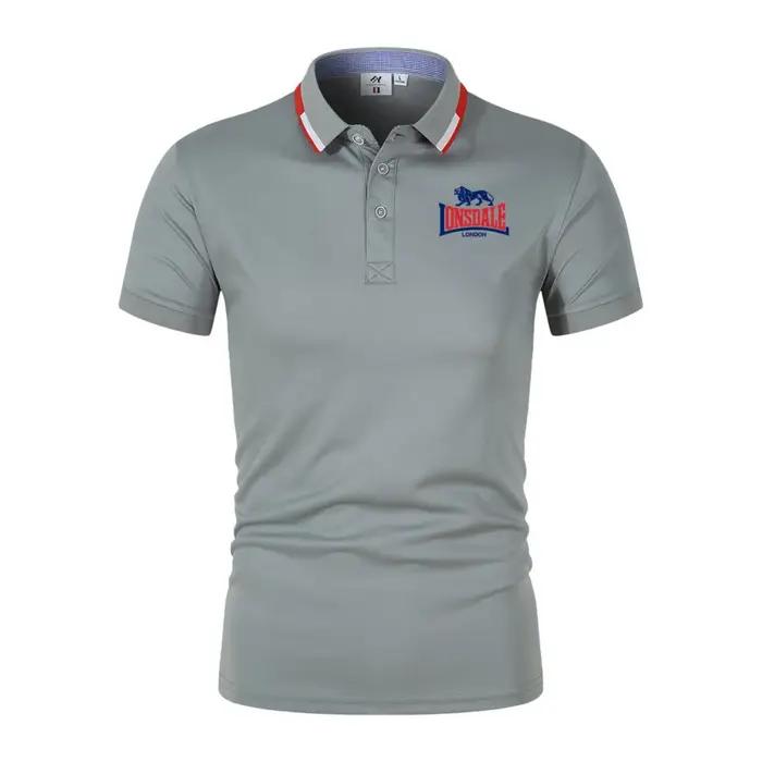 LONSDALE Polo élégant à imprimé lettres, chemise décontractée à col et manches courtes pour homme, h