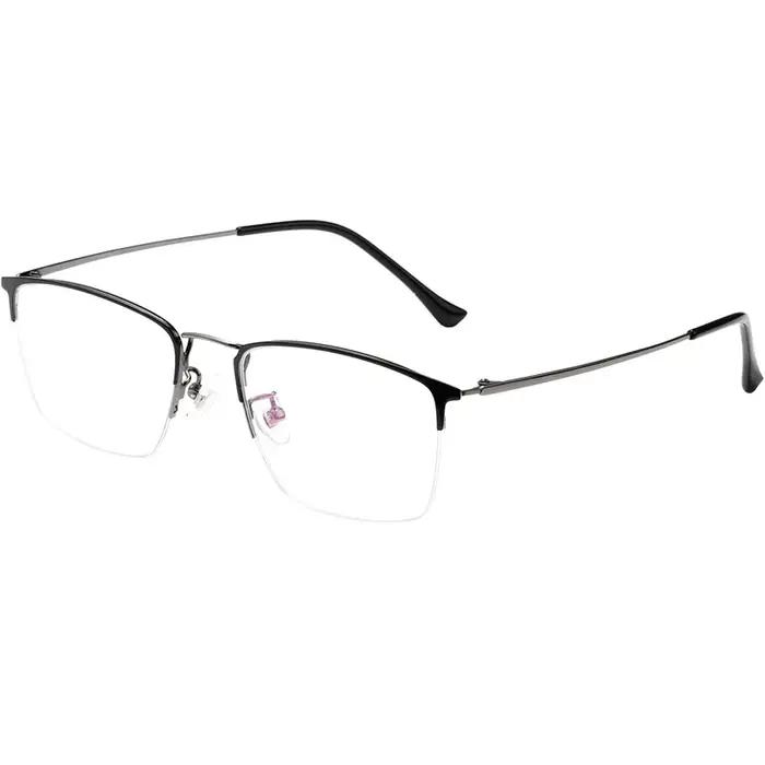 YIMARUILI – lunettes d'affaires rétro ultralégères pour hommes, demi-monture, titane pur, myopie, hy