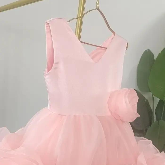 Robe de performance pour filles 2026, nouvelle tendance rose sans manches, pour événements formels,