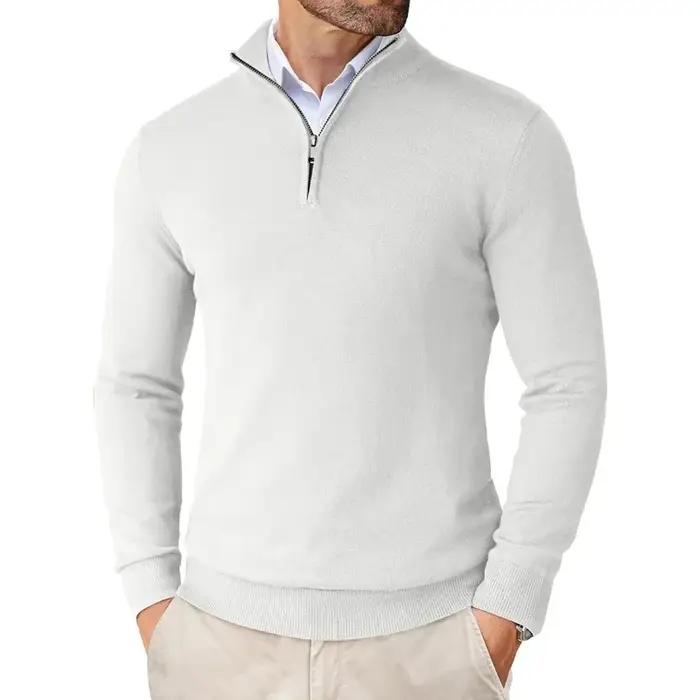 Pulls d'automne à fermeture éclair pour hommes, coupe cintrée, légers, à col montant, pour l'extérie