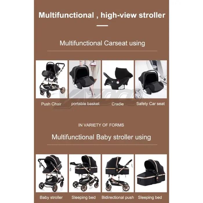 Poussette multifonctionnelle 3 en 1, système de voyage combiné, poussette compacte pour nouveau-nés