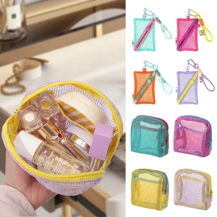 Sac de rangement couleur Dopamine, grande capacité, sac à cosmétiques en maille couleur bonbon, trou