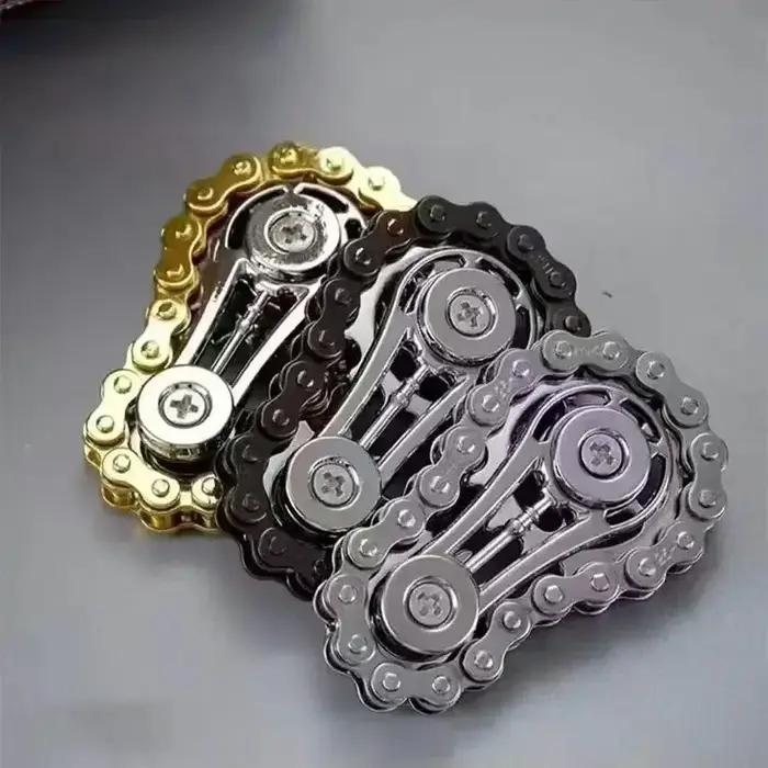 Volant d'inertie mécanique à dents de chaîne, Fidget Spinner, anti-stress, anxiété, chaînes de vélo