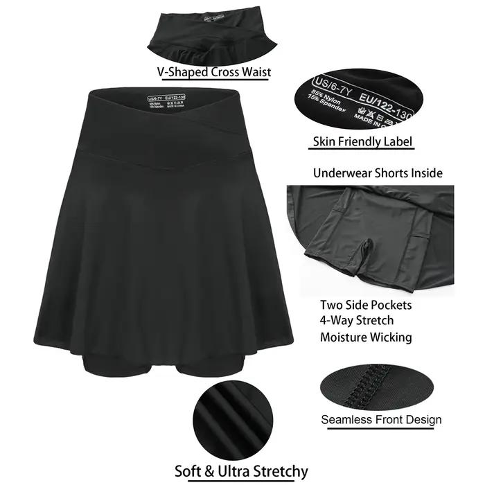 Jupe-Short Sportive pour Tennis avec Poches Latérales et Taille Haute – Tenue Active pour Filles, En
