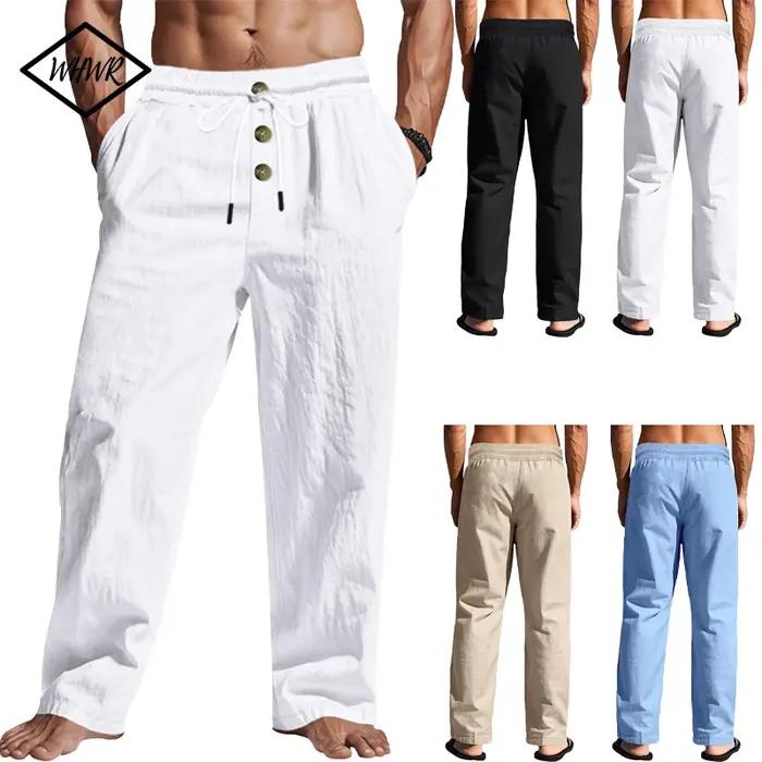Pantalon décontracté homme 2025 printemps/été nouveau homme grande taille blanc pantalon droit solid