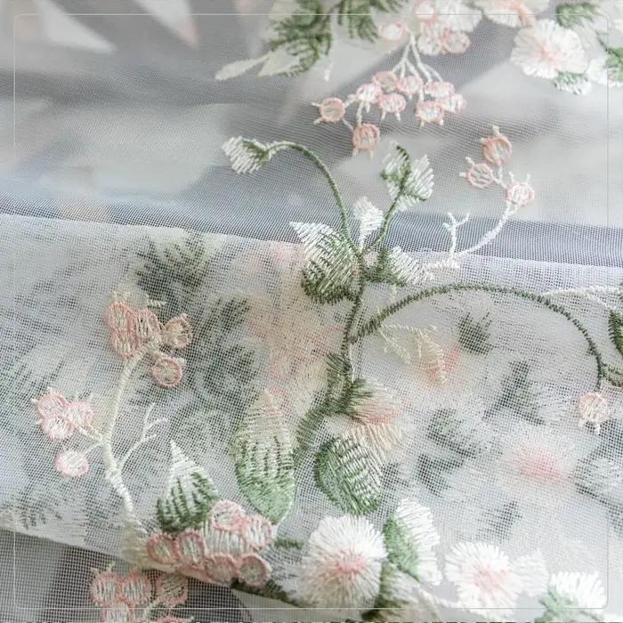 Rideaux en Tulle à fleurs brodées européennes, 1 pièce, pour salon, chambre à coucher, balcon, Voile
