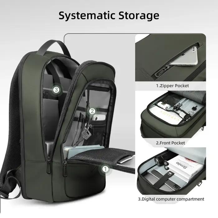 HK – sac à dos d'affaires extensible pour hommes, léger, pour ordinateur portable de 15.6 pouces, av