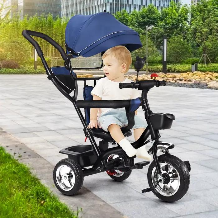 Tricycle pour enfants avec siège réversible, Tricycle de vélo pour enfants avec espace de rangement,