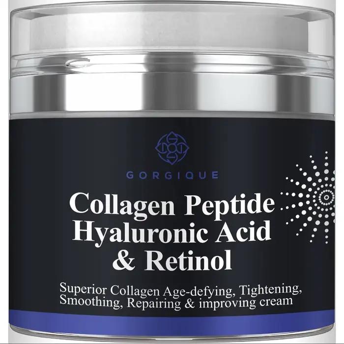 Crème peptidique au collagène, Anti-rides, acide hyaluronique et rétinol, raffermissante et raffermi