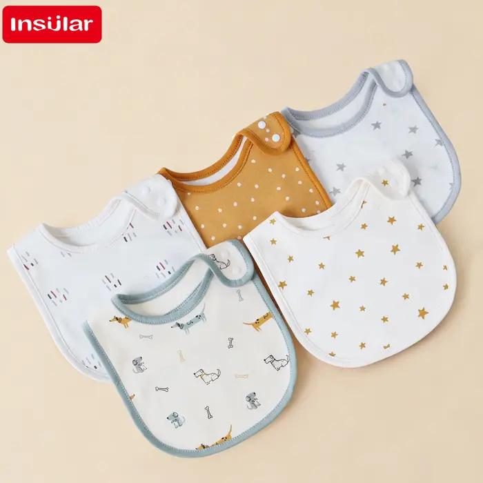 Serviette de salive pour bébé, 5 pièces/ensemble, bavoirs 100% coton, doux pour la peau, facile à es