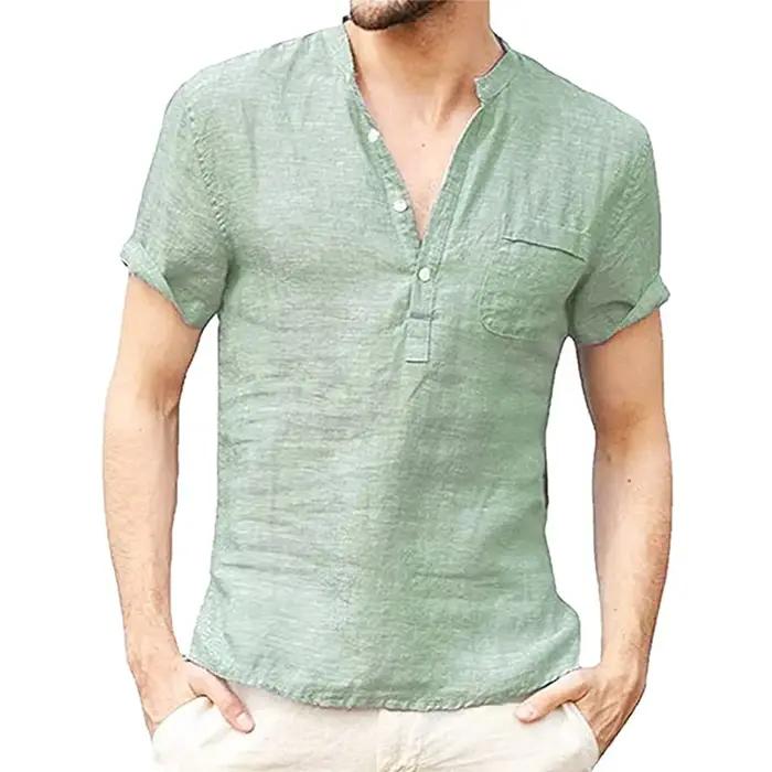 Été nouveau T-shirt à manches courtes pour hommes coton et lin Led décontracté hommes T-shirt chemis