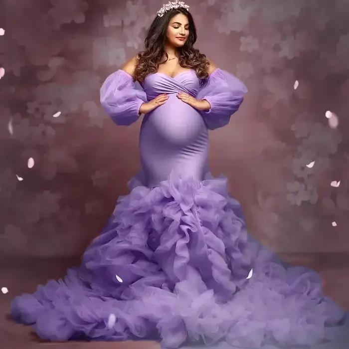 Robe de maternité sirène-robe définissante à la taille en maille douce avec ourlet évasé-robe de pho