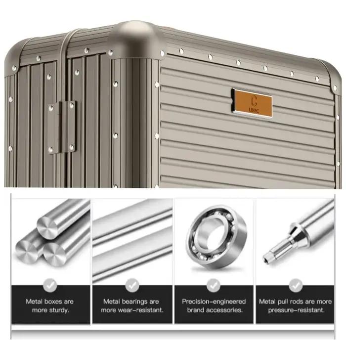 Nouvelle Valise 2026 en Alliage Aluminium-Magnésium de Haute Qualité, Bagage à Roulettes 20/24 Pouce