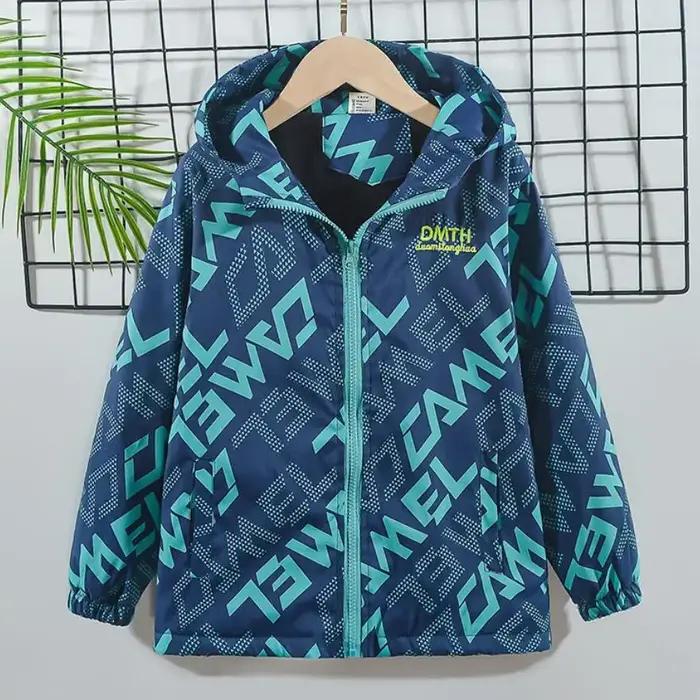 Veste extérieure épaisse imperméable pour garçon - Manteau à capuche coupe-vent mode automne