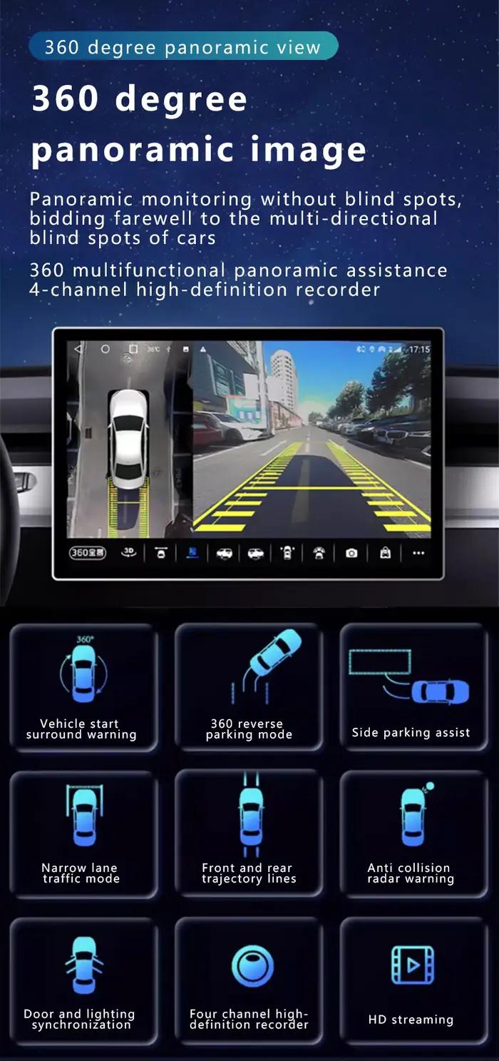 Caméra Panoramique 360° Pour Voitures Compatible Android Systeme Multimédia Navigation Parking Conduite Sécurité Occasions Spéciales