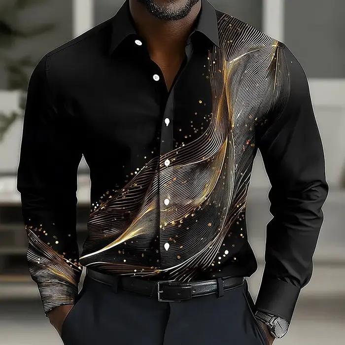 Chemise à manches longues pour hommes, surdimensionnée, ondulée, boutonnée, décontractée, mode Stree