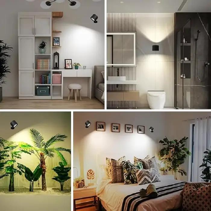 LED appliques murales lumière contrôle tactile Double tête applique 360 rotatif 3 couleurs appliques