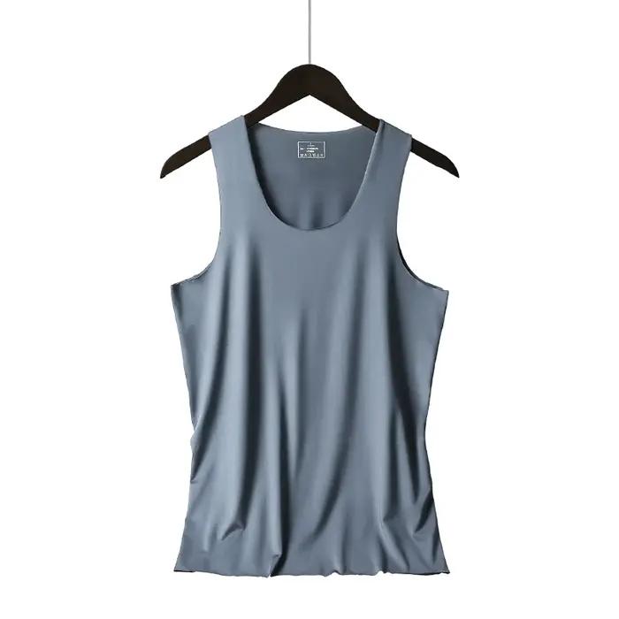 Gilet pour hommes, sous-vêtements de fitness serrés et respirants sans couture en soie glacée, maill