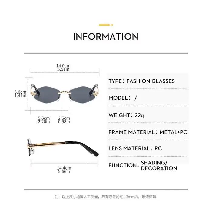 Lunettes de soleil polygone de luxe pour femmes Hipster lunettes de soleil sans monture irrégulières